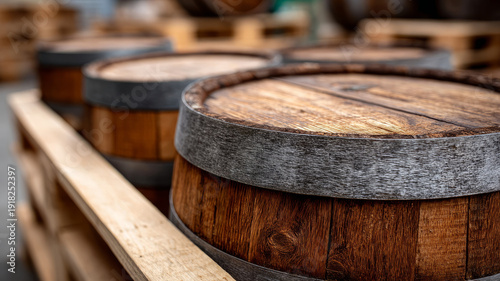 Wallpaper Mural Rustic wooden barrels in traditional brewery setting Torontodigital.ca