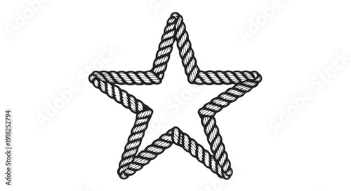 Illustration of a star shape made from a rope on a Transparent Background.