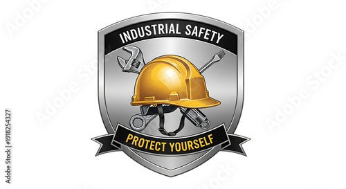 Industrial safety logo with hard hat isolated on transparent background