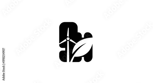 Sustainable Energy Wind Turbine Logo Design Concept.