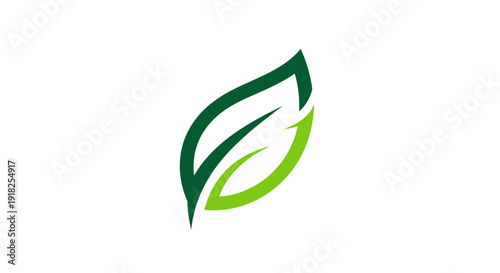 Stylized green leaf logo design element.