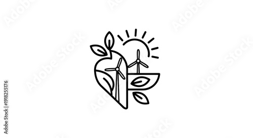 Eco friendly logo with green leaves and earth symbol.