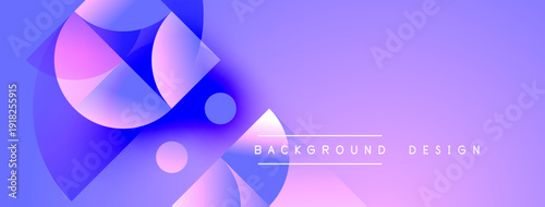 Abstract shapes overlap, creating vibrant purple gradient. Modern design feels dynamic, clean, suitable for backgrounds.
