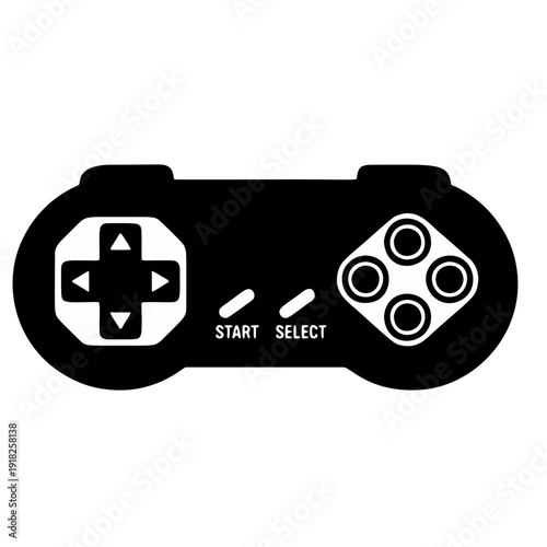 Retro Gaming Controller: A sleek, minimalist rendering of a classic gamepad, an emblem of hours of gaming, evoking a sense of nostalgia.