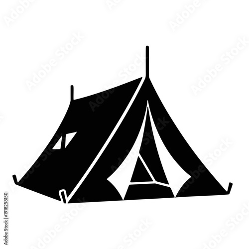 Camping Tent Icon: A simple yet iconic illustration of a camping tent, perfect for conveying themes of outdoor adventure and exploration. 