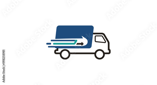 Fast Delivery Truck Icon with Speed Lines.