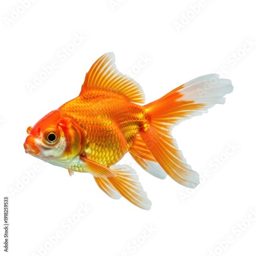 Vibrant orange and white goldfish swimming gracefully in a clear aquarium.