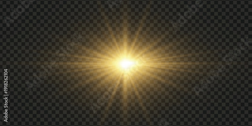 Glowing sun lens flash effect with luminous vector radiance