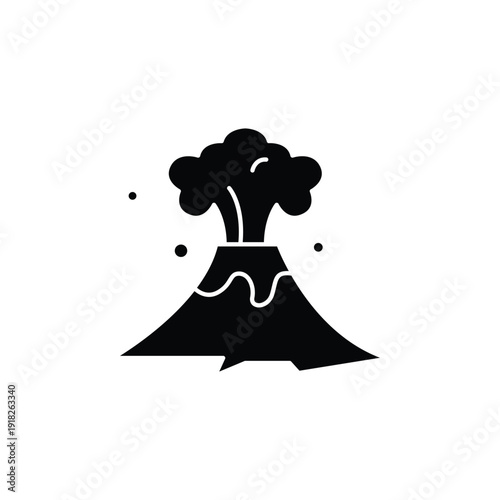 Volcano Erupting Silhouette Icon.