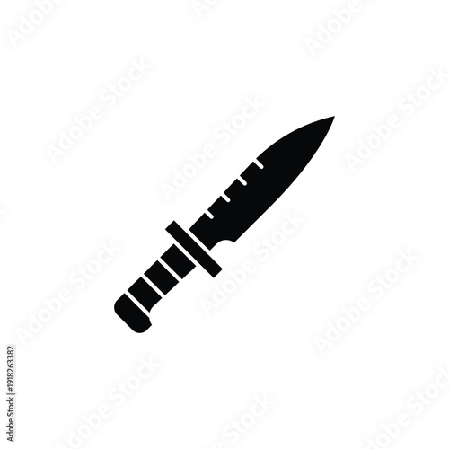 black knife silhouette isolated on white.