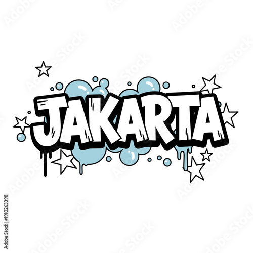 Jakarta Graffiti Style Text with Stars and Splatters.