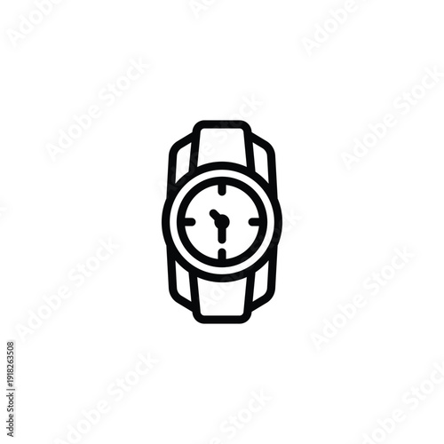 wristwatch with clock face and leather strap icon.