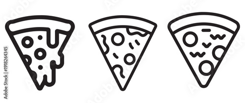 Three Slices of Pizza Icons - Italian Food and Takeaway Treat