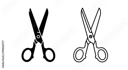 Scissors, paper cutting tools, stationery, office supplies, craft scissors Vector