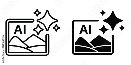 Ai photo generate icon set different style collection for web Ui. EPS10