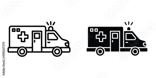 Ambulance icon set different style collection for web Ui. EPS10