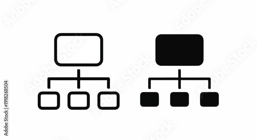 Simple black and white flowchart diagrams on a plain white background, illustrating hierarchical structures.