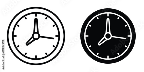 Clock icon set different style collection for web Ui. EPS10
