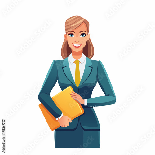 Femme d’affaires blonde en tenue professionnelle – posture confiante