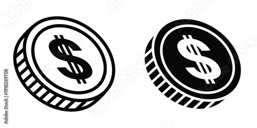 Coin icon set different style collection for web Ui. EPS10