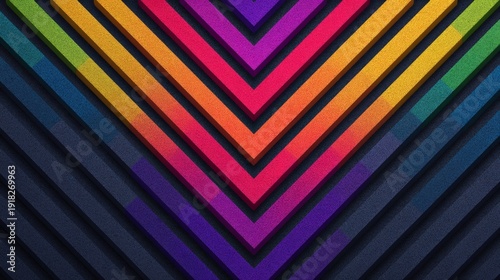 Colorful diagonal lines forming a vibrant chevron pattern with textured surfaces in a gradient from yellow to purple.