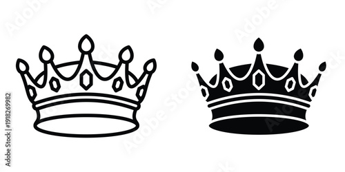 Crown icon set different style collection for web Ui. EPS10