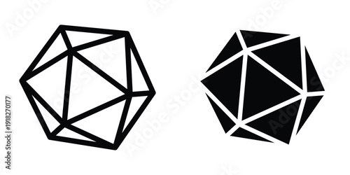 Dice d20 icon set different style collection for web Ui. EPS10
