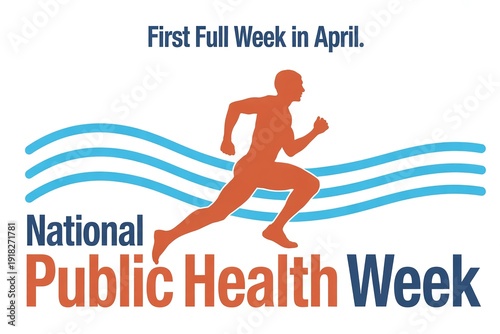 Wallpaper Mural National Public Health Week Banner Featuring Athlete Runner Silhouette and Waves for Fitness and Community Wellness Programs Torontodigital.ca