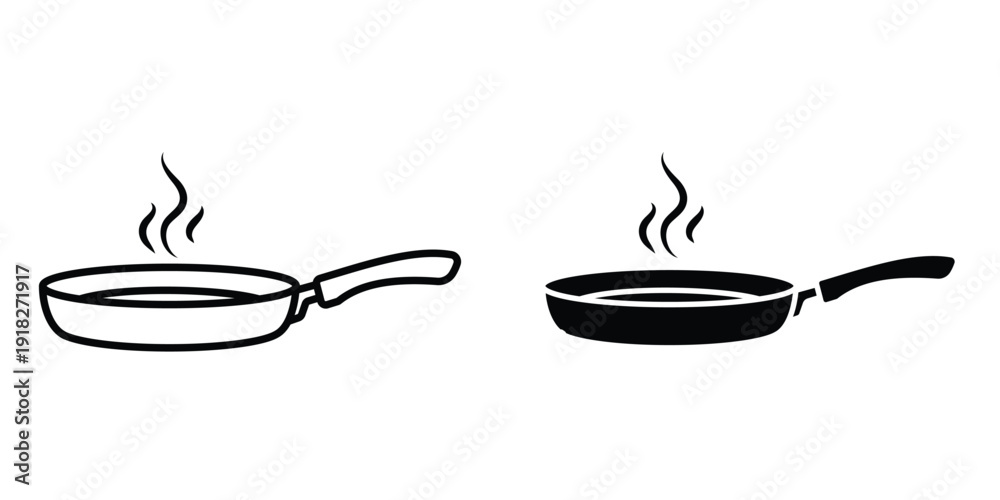Φωτογραφία Frying pan icon set different style collection for web Ui. EPS10
