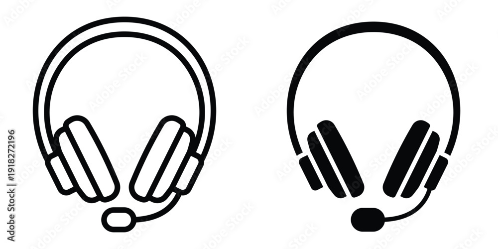 Fototapeta premium Headset icon set different style collection for web Ui. EPS10