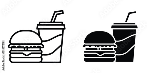 Hamburger soda icon set different style collection for web Ui. EPS10