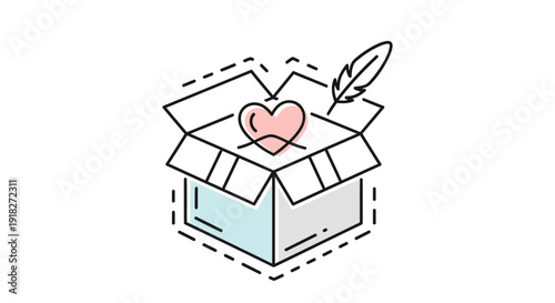 Heart coming out of a box.