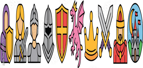 Hand drawn illustration cartoon characters in various costumes Vector