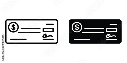 Money check icon set different style collection for web Ui. EPS10