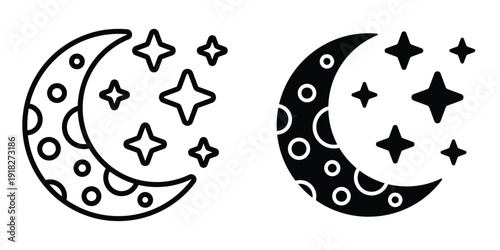Moon icon set different style collection for web Ui. EPS10