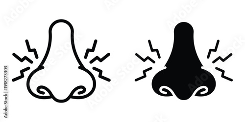 Nose pain icon set different style collection for web Ui. EPS10