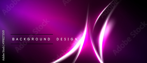 Vibrant purple abstract background. Glowing lines create dynamic visual effect. Text reads background design. Modern, sleek presentation.