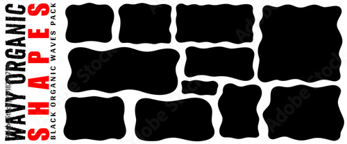 Minimal organic frame and rectangle, wavy cloud edge. Organic shapes, clean frame and rectangle, gentle wavy lines.