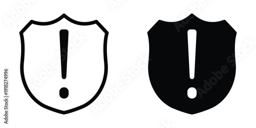Shield exclamation icon set different style collection for web Ui. EPS10