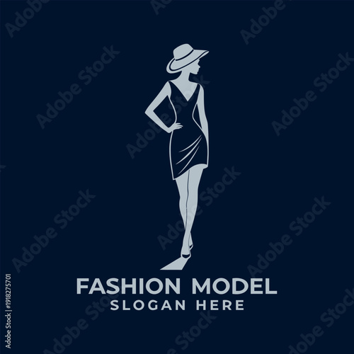 fashion model logo design silhouette vector line art logo design