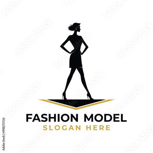 fashion model logo design silhouette vector line art logo design