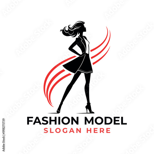 fashion model logo design silhouette vector line art logo design