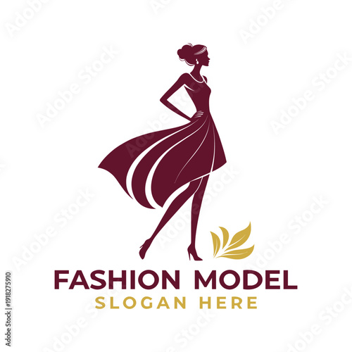 fashion model logo design silhouette vector line art logo design