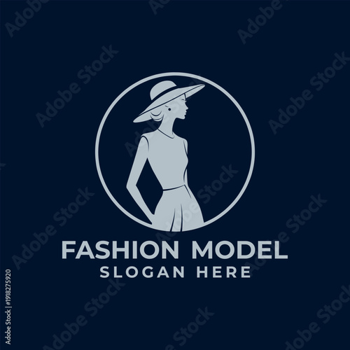 fashion model logo design silhouette vector line art logo design