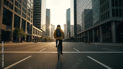 Wallpaper Mural Man cycling in city street. Torontodigital.ca