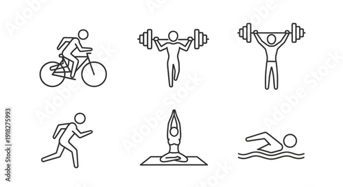 Fitness icons with various sports activities.