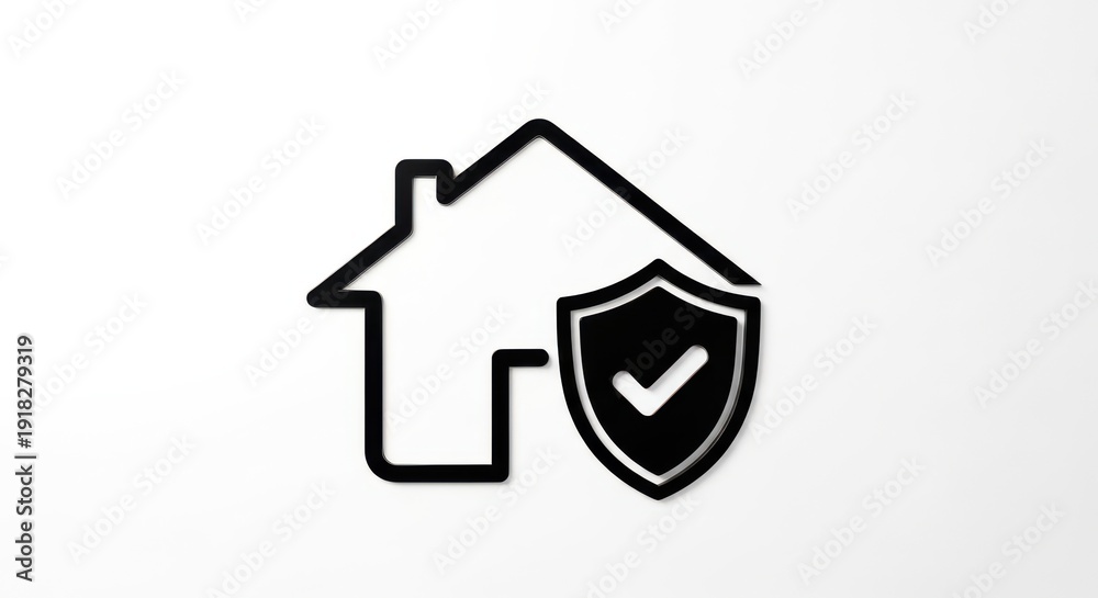 Obraz premium House security icon with checkmark and shield