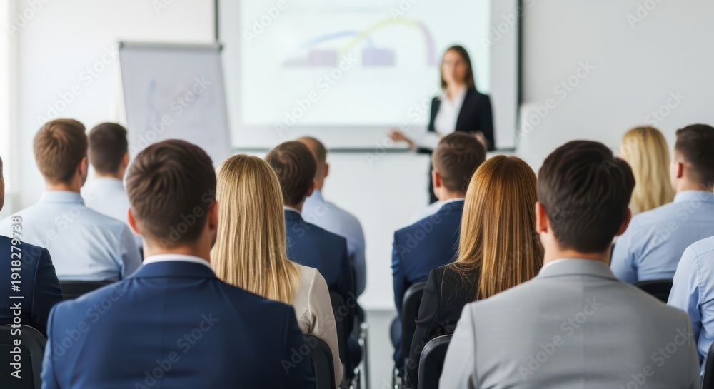 Fototapeta premium Business presentation with speaker and audience