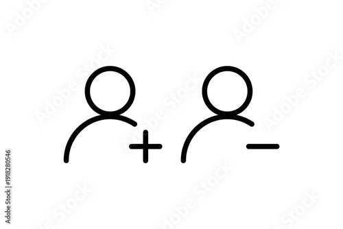 User Add and Remove Profile Vector Icon Set
