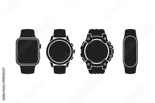 Smartwatch Templates Set with Various Styles Isolated on White Background